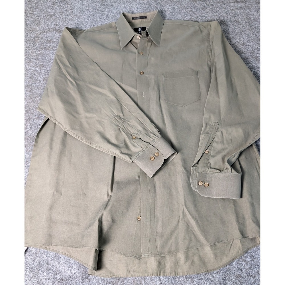Calvin Klein Dress Shirt Mens 18 34/35 2XL Medium Gray  Button Up Classic Fit